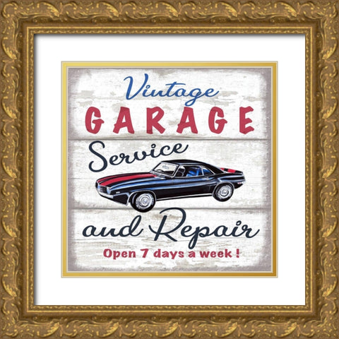 Vintage Garage Gold Ornate Wood Framed Art Print with Double Matting by Tyndall, Elizabeth