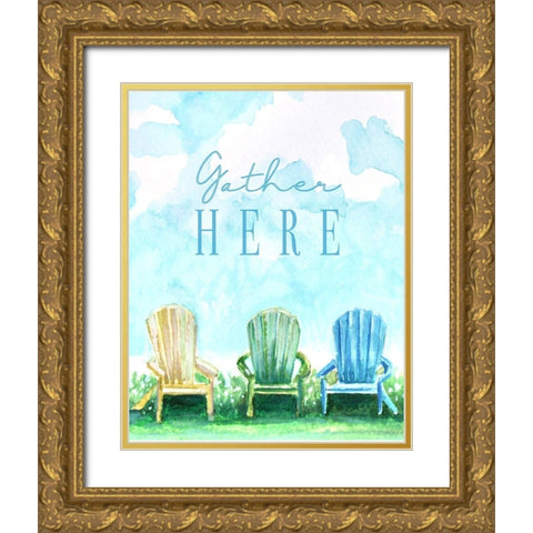 Gather Here Gold Ornate Wood Framed Art Print with Double Matting by Tyndall, Elizabeth