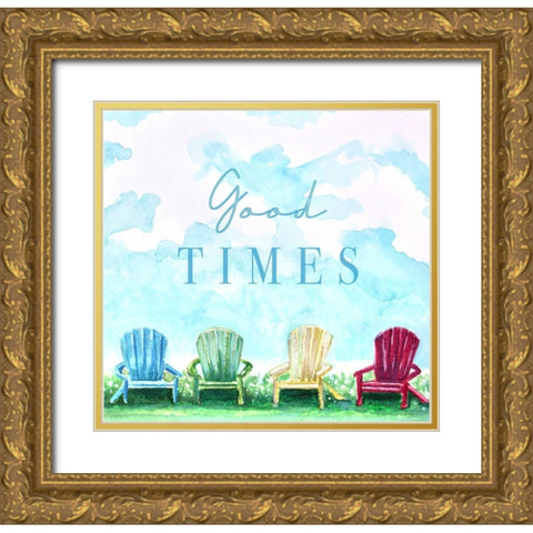 Good Times Gold Ornate Wood Framed Art Print with Double Matting by Tyndall, Elizabeth