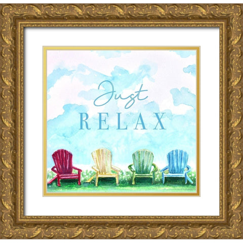 Just Relax Gold Ornate Wood Framed Art Print with Double Matting by Tyndall, Elizabeth