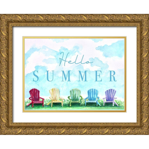 Hello Summer Gold Ornate Wood Framed Art Print with Double Matting by Tyndall, Elizabeth