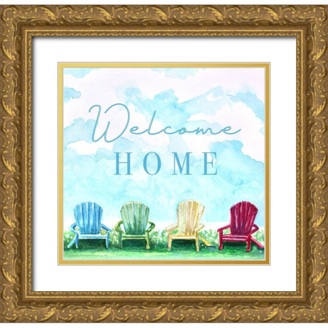 Welcome Home Gold Ornate Wood Framed Art Print with Double Matting by Tyndall, Elizabeth