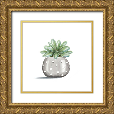 Polka Dot Succulent Gold Ornate Wood Framed Art Print with Double Matting by Tyndall, Elizabeth