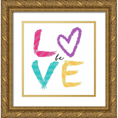 Be Love Gold Ornate Wood Framed Art Print with Double Matting by Tyndall, Elizabeth