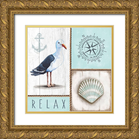 Nautical Relax Gold Ornate Wood Framed Art Print with Double Matting by Tyndall, Elizabeth