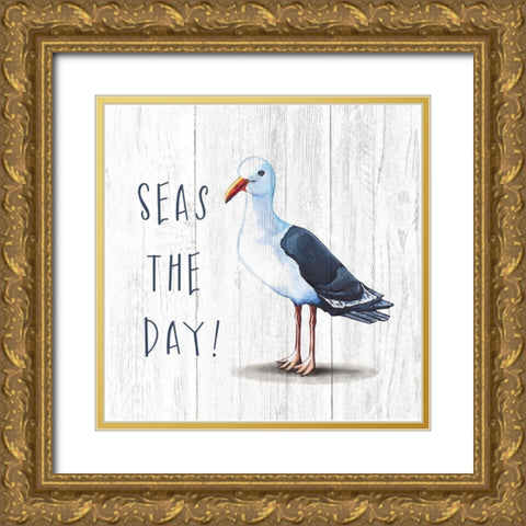 Seas the Day Gold Ornate Wood Framed Art Print with Double Matting by Tyndall, Elizabeth