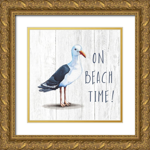 On Beach Time Gold Ornate Wood Framed Art Print with Double Matting by Tyndall, Elizabeth