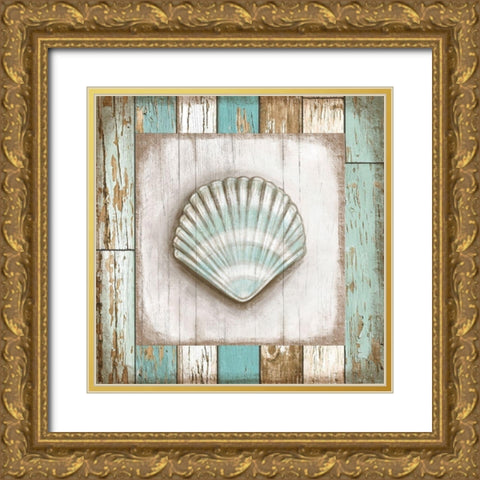 Shell Gold Ornate Wood Framed Art Print with Double Matting by Tyndall, Elizabeth