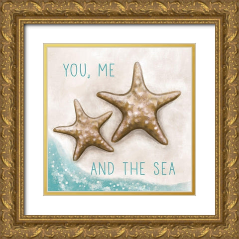 You, Me and the Sea Gold Ornate Wood Framed Art Print with Double Matting by Tyndall, Elizabeth