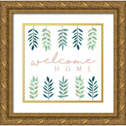 Welcome Home Gold Ornate Wood Framed Art Print with Double Matting by Tyndall, Elizabeth