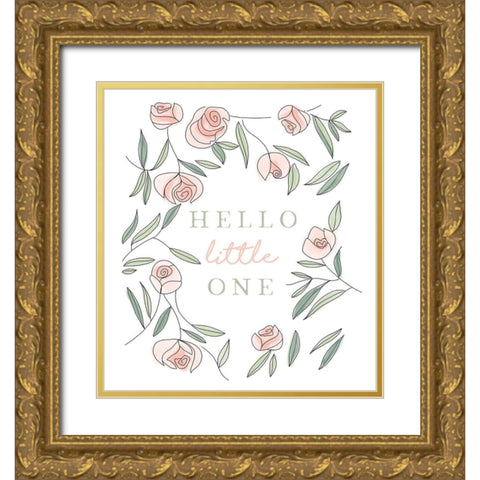 Hello Little One Gold Ornate Wood Framed Art Print with Double Matting by Tyndall, Elizabeth