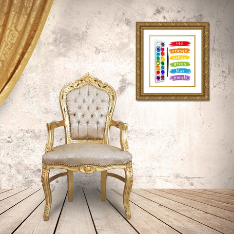Watercolor Rainbow Gold Ornate Wood Framed Art Print with Double Matting by Tyndall, Elizabeth