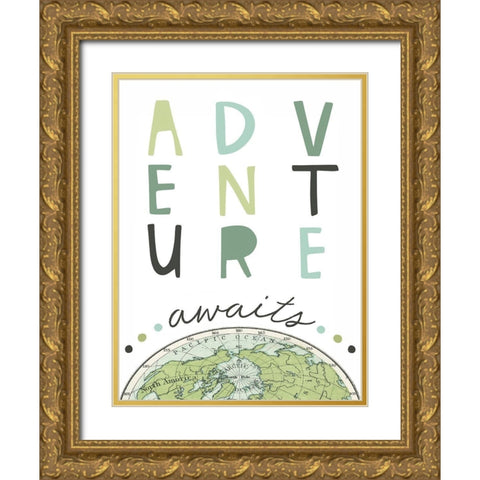 Adventure Awaits Gold Ornate Wood Framed Art Print with Double Matting by Tyndall, Elizabeth