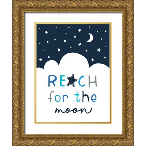 Reach for the Moon Gold Ornate Wood Framed Art Print with Double Matting by Tyndall, Elizabeth