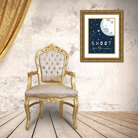 Shoot for the Moon Gold Ornate Wood Framed Art Print with Double Matting by Tyndall, Elizabeth