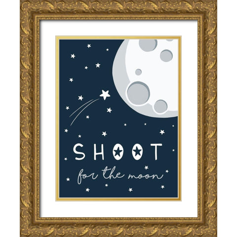 Shoot for the Moon Gold Ornate Wood Framed Art Print with Double Matting by Tyndall, Elizabeth