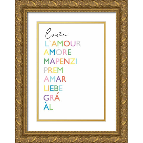 Cursive Love Gold Ornate Wood Framed Art Print with Double Matting by Tyndall, Elizabeth