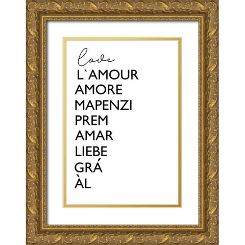 Love Cursive Gold Ornate Wood Framed Art Print with Double Matting by Tyndall, Elizabeth