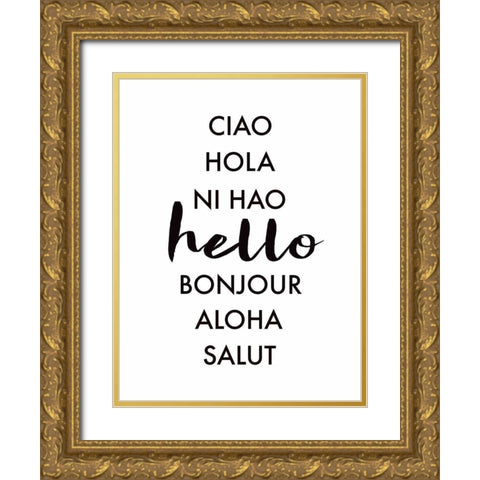 Hello Languages Gold Ornate Wood Framed Art Print with Double Matting by Tyndall, Elizabeth