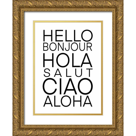 Hello Language  Gold Ornate Wood Framed Art Print with Double Matting by Tyndall, Elizabeth