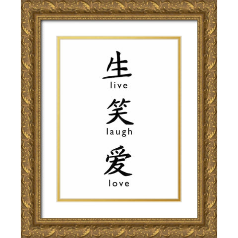 Live Laugh Love Gold Ornate Wood Framed Art Print with Double Matting by Tyndall, Elizabeth