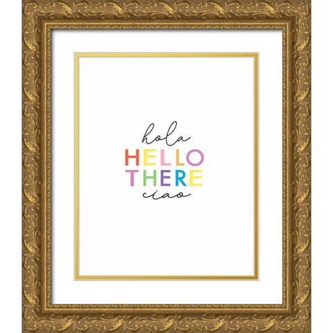 Hola Hello Gold Ornate Wood Framed Art Print with Double Matting by Tyndall, Elizabeth