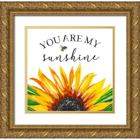 Sunshine Sunflower Gold Ornate Wood Framed Art Print with Double Matting by Tyndall, Elizabeth