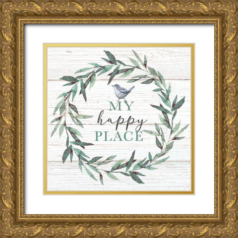 My Happy Place Gold Ornate Wood Framed Art Print with Double Matting by Tyndall, Elizabeth