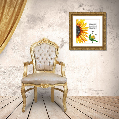 Home Sweet Home Sunflower Gold Ornate Wood Framed Art Print with Double Matting by Tyndall, Elizabeth