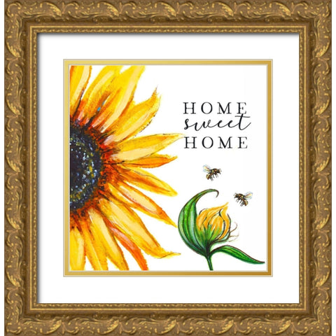 Home Sweet Home Sunflower Gold Ornate Wood Framed Art Print with Double Matting by Tyndall, Elizabeth