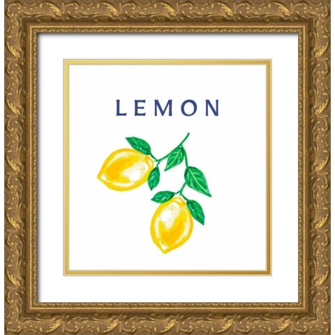 Hanging Lemons II Gold Ornate Wood Framed Art Print with Double Matting by Tyndall, Elizabeth