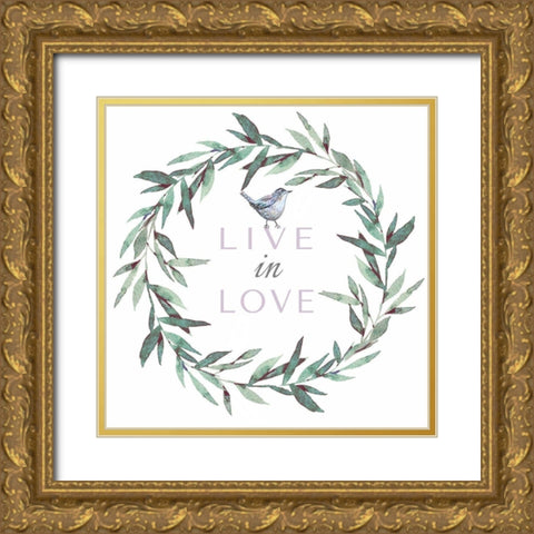 Live in Love Gold Ornate Wood Framed Art Print with Double Matting by Tyndall, Elizabeth