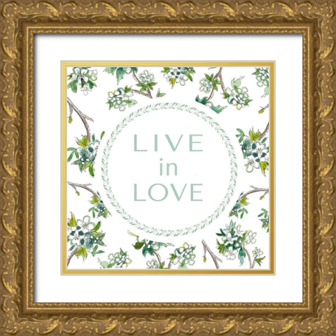 Live in Love Gold Ornate Wood Framed Art Print with Double Matting by Tyndall, Elizabeth