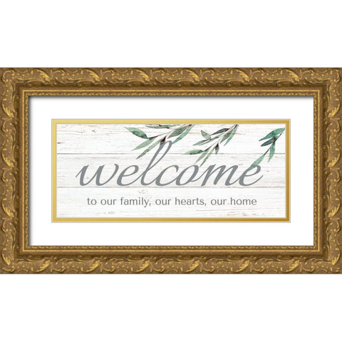 Welcome Gold Ornate Wood Framed Art Print with Double Matting by Tyndall, Elizabeth