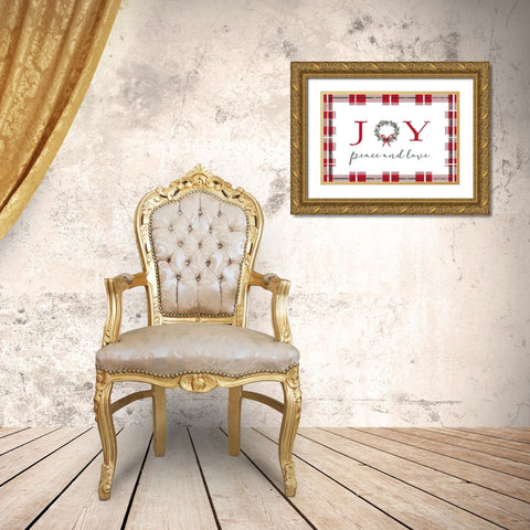 Joy-Peace and Love Gold Ornate Wood Framed Art Print with Double Matting by Tyndall, Elizabeth