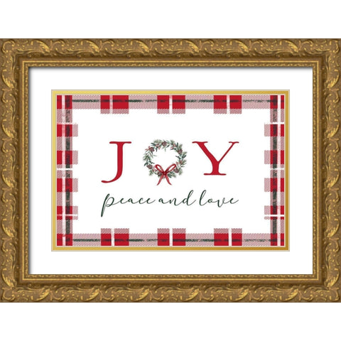 Joy-Peace and Love Gold Ornate Wood Framed Art Print with Double Matting by Tyndall, Elizabeth