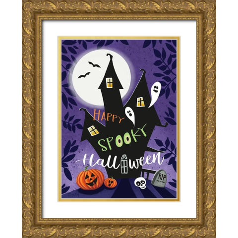 Happy Spooky Gold Ornate Wood Framed Art Print with Double Matting by Tyndall, Elizabeth