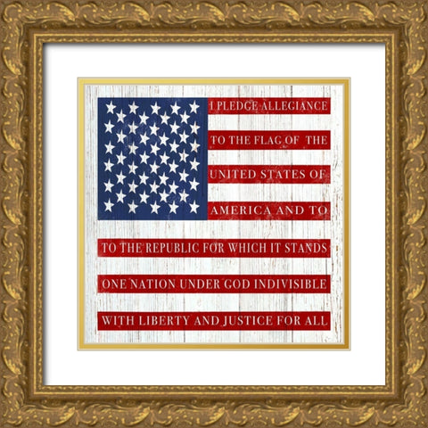 Pledge Allegiance Gold Ornate Wood Framed Art Print with Double Matting by Tyndall, Elizabeth