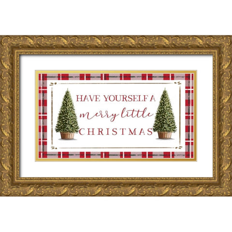 Merry Little Christmas Gold Ornate Wood Framed Art Print with Double Matting by Tyndall, Elizabeth