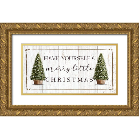Merry Little Christmas Gold Ornate Wood Framed Art Print with Double Matting by Tyndall, Elizabeth