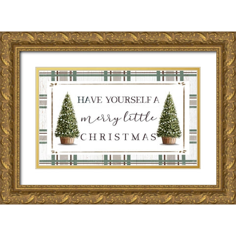 Merry Little Christmas II Gold Ornate Wood Framed Art Print with Double Matting by Tyndall, Elizabeth