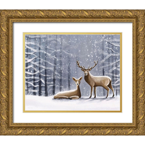 Deer Gold Ornate Wood Framed Art Print with Double Matting by Tyndall, Elizabeth