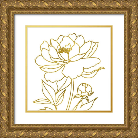 Gold Floral IV Gold Ornate Wood Framed Art Print with Double Matting by Tyndall, Elizabeth