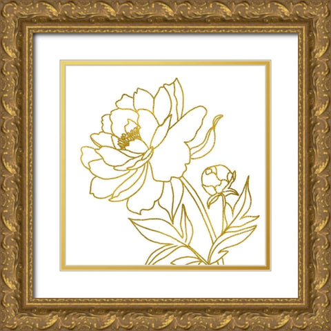 Gold Floral V Gold Ornate Wood Framed Art Print with Double Matting by Tyndall, Elizabeth