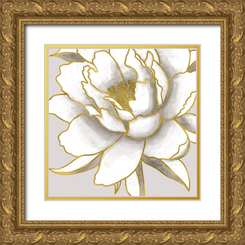 Gold Peony II Gold Ornate Wood Framed Art Print with Double Matting by Tyndall, Elizabeth