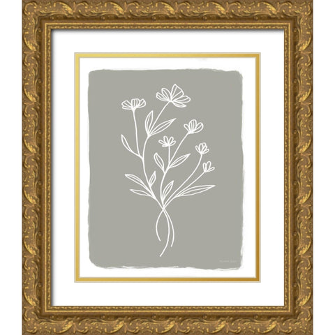 Gray Botanical III Gold Ornate Wood Framed Art Print with Double Matting by Tyndall, Elizabeth