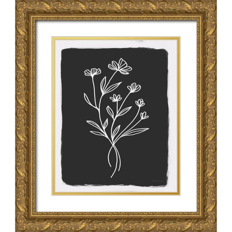 Charcoal Botanical II Gold Ornate Wood Framed Art Print with Double Matting by Tyndall, Elizabeth