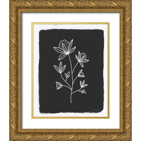Charcoal Botanical III Gold Ornate Wood Framed Art Print with Double Matting by Tyndall, Elizabeth