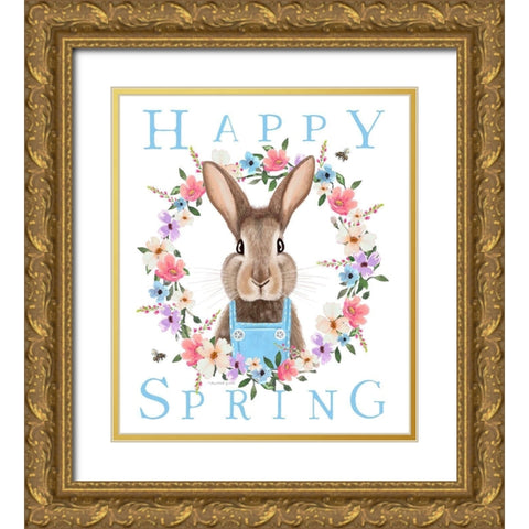 Happy Spring Gold Ornate Wood Framed Art Print with Double Matting by Tyndall, Elizabeth