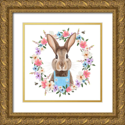 Easter Bunny Gold Ornate Wood Framed Art Print with Double Matting by Tyndall, Elizabeth